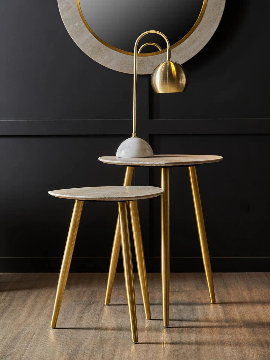 Cadio Set Of Two Shagreen Effect Side Tables