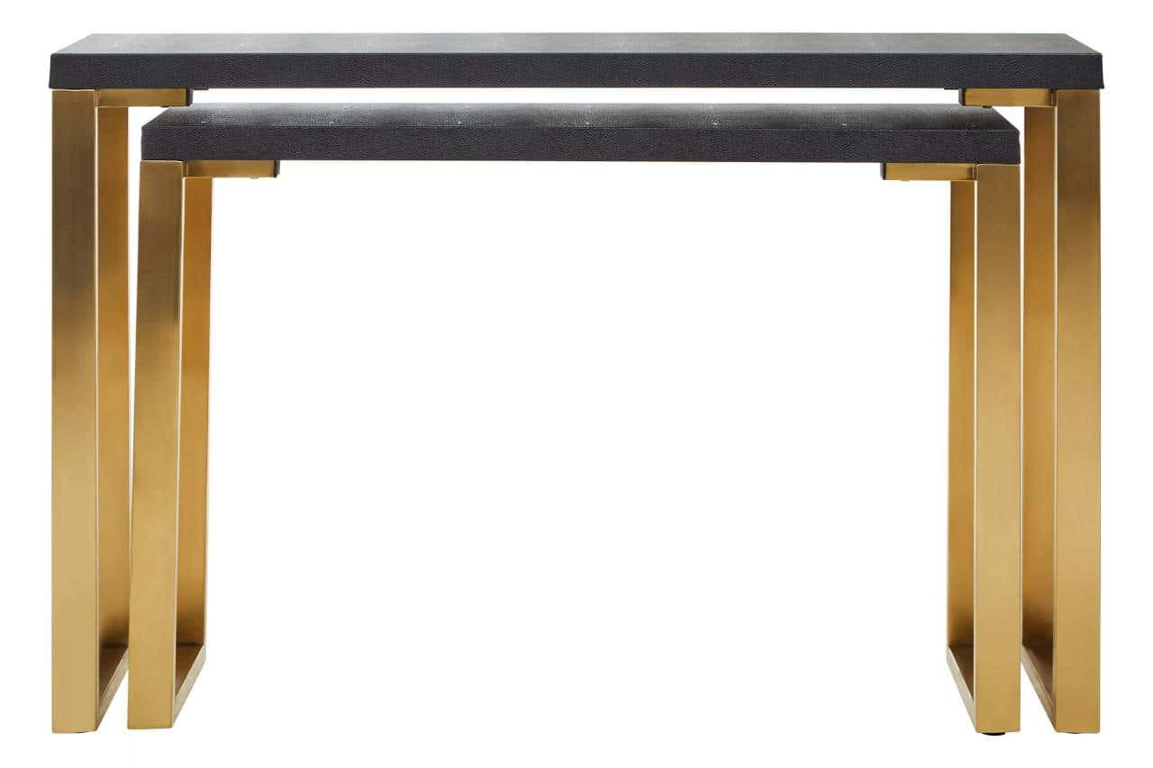 Cardoba Set of Two Black Shagreen Effect Console Tables