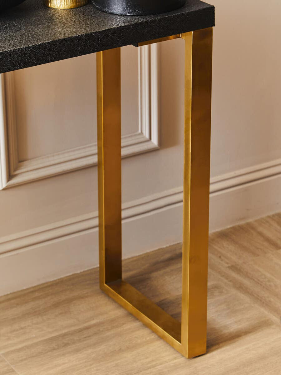 Cardoba Set of Two Black Shagreen Effect Console Tables