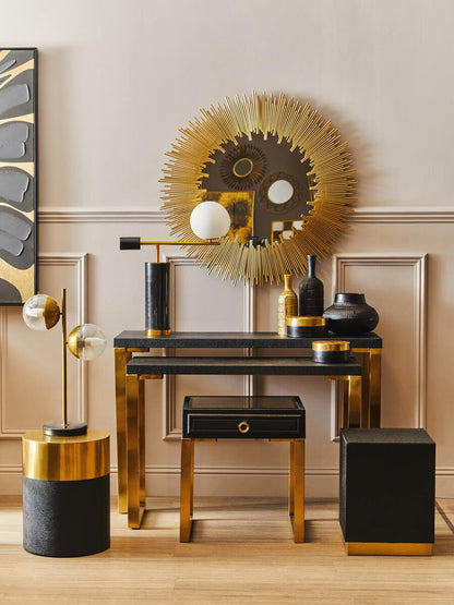 Cardoba Set of Two Black Shagreen Effect Console Tables