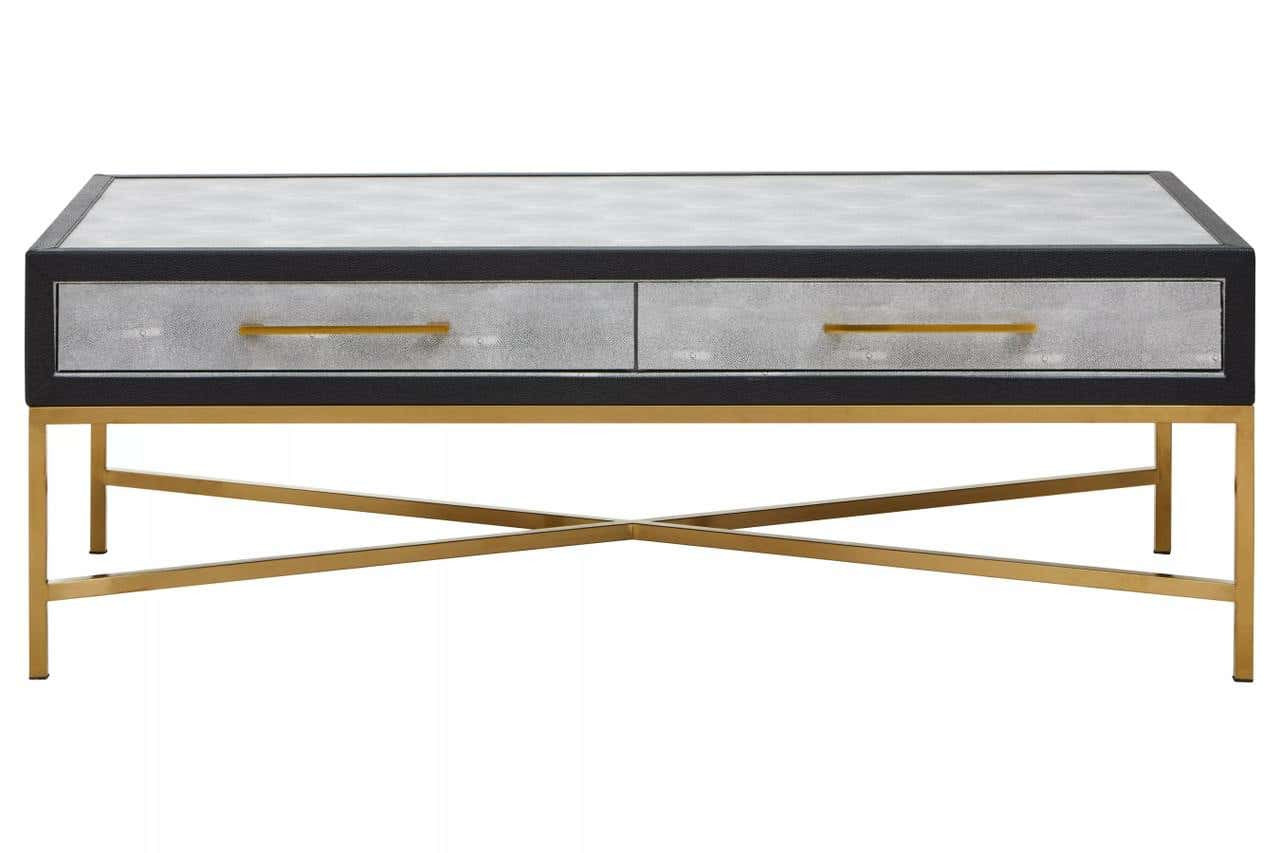 Cadiz Grey Shagreen Effect Coffee Table with 2 Drawers