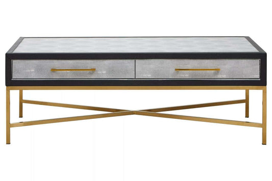Cadiz Grey Shagreen Effect Coffee Table with 2 Drawers