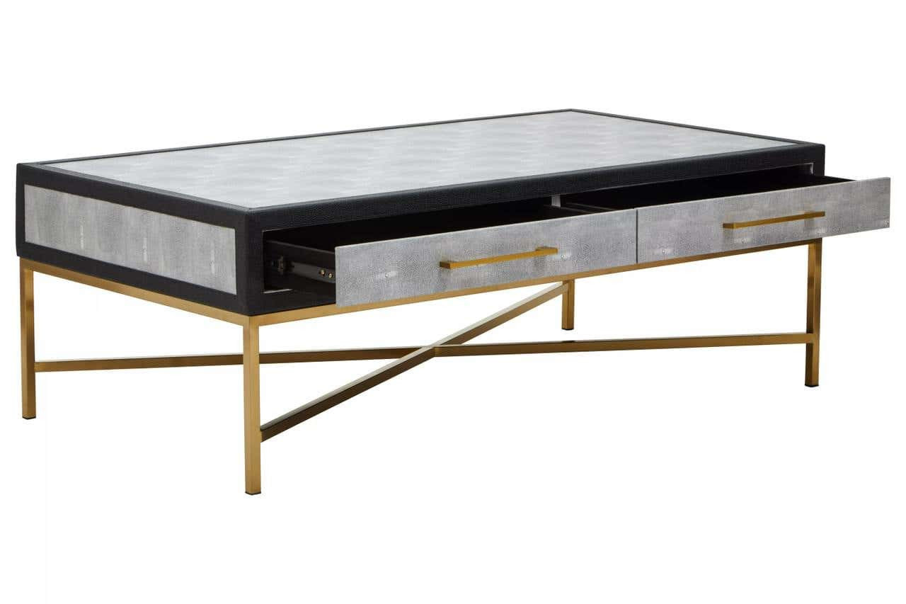 Cadiz Grey Shagreen Effect Coffee Table with 2 Drawers