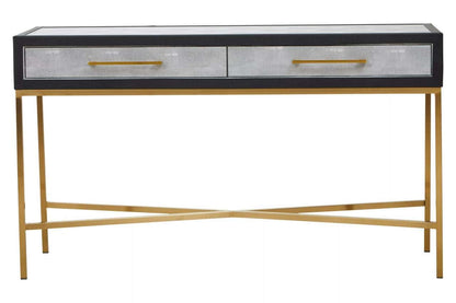 Cadiz Grey Shagreen Effect Console Table with 2 Drawers