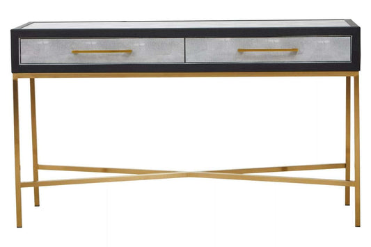 Cadiz Grey Shagreen Effect Console Table with 2 Drawers
