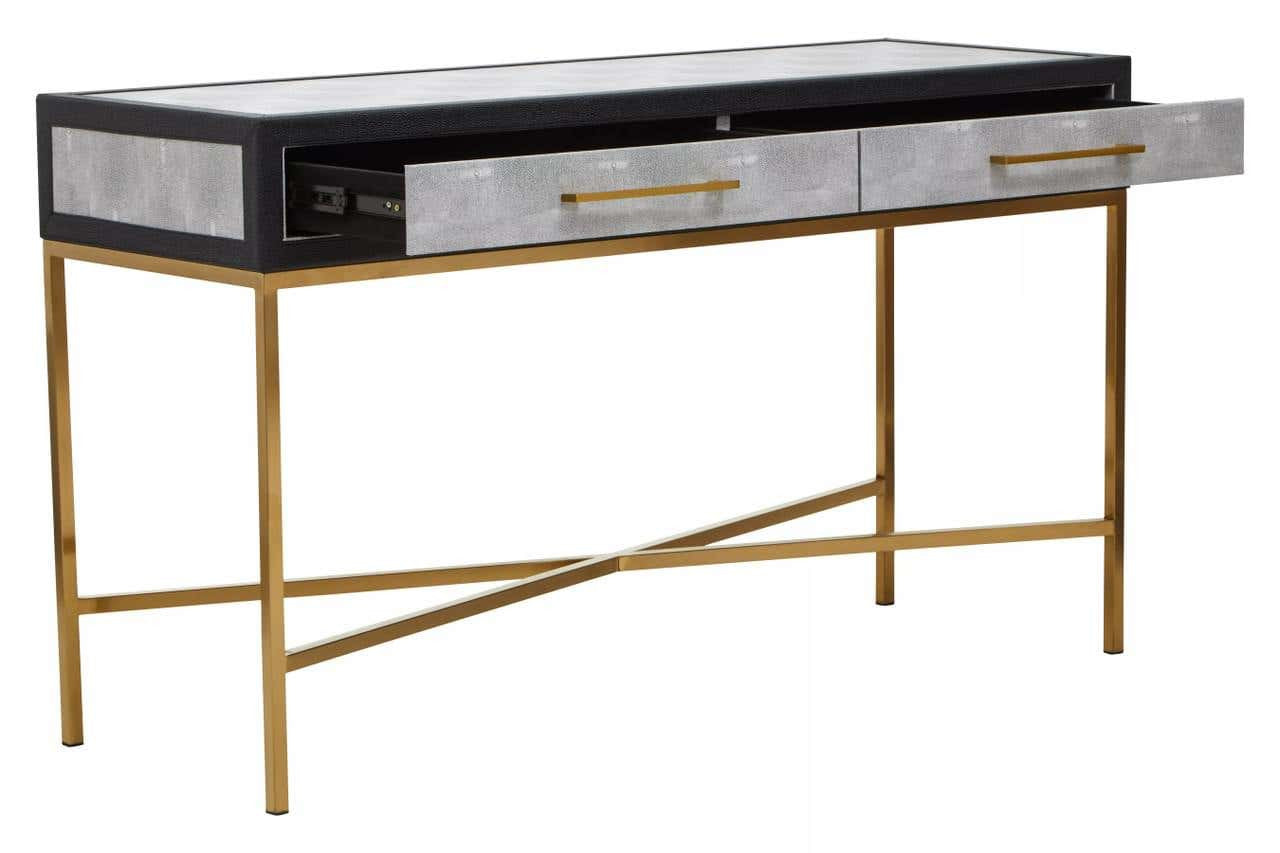 Cadiz Grey Shagreen Effect Console Table with 2 Drawers