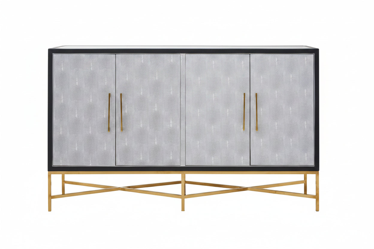 Cadiz Grey Shagreen Effect 4 Door Sideboard