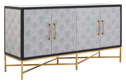 Cadiz Grey Shagreen Effect 4 Door Sideboard