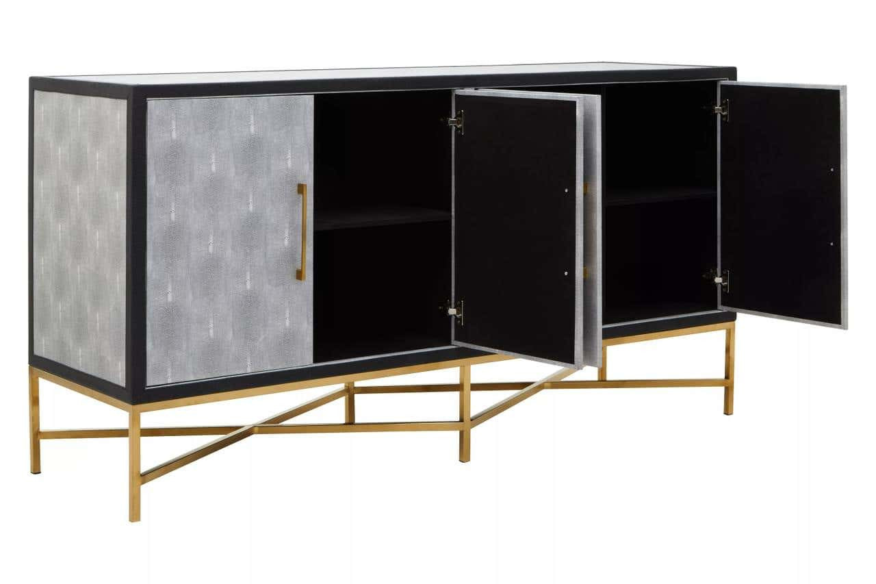 Cadiz Grey Shagreen Effect 4 Door Sideboard