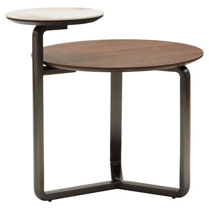 Imperia 2 Tier Round Veneer and Ceramic Coffee Table