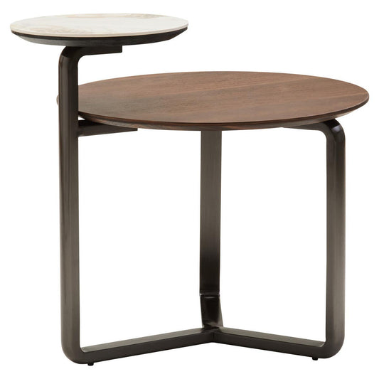 Imperia 2 Tier Round Veneer and Ceramic Coffee Table