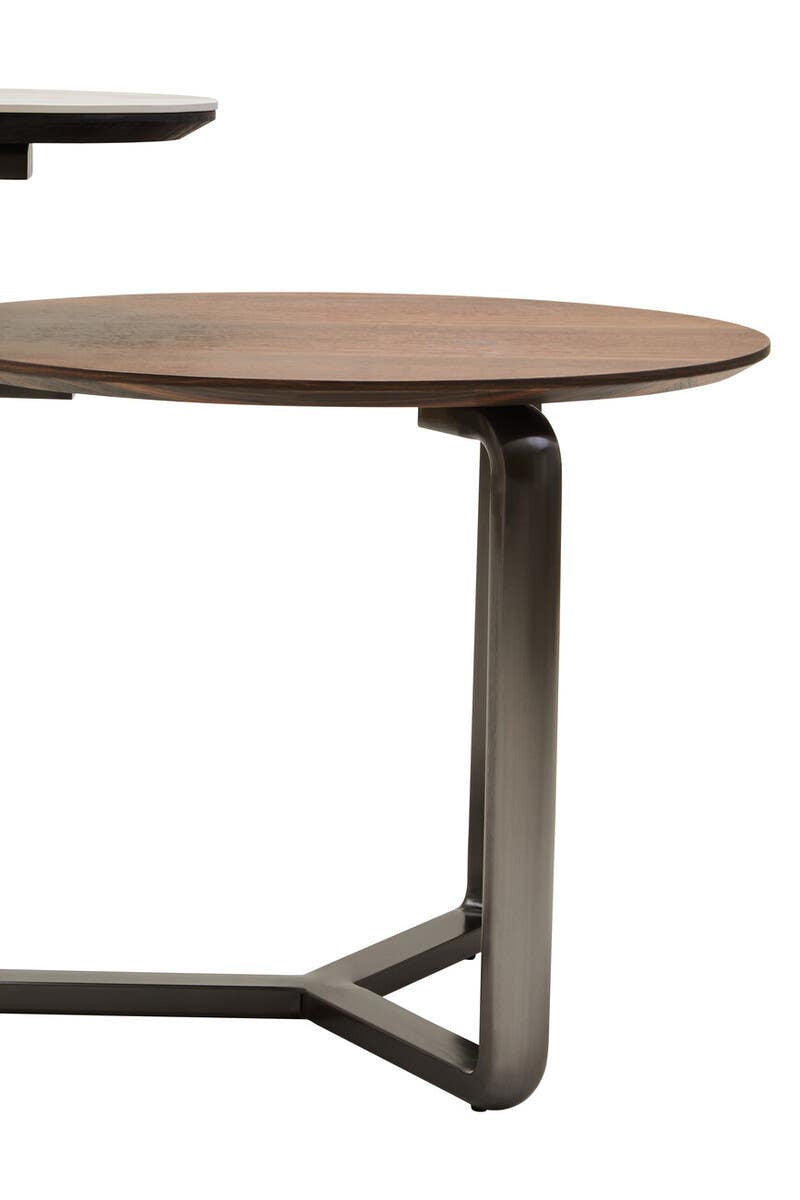 Imperia 2 Tier Round Veneer and Ceramic Coffee Table