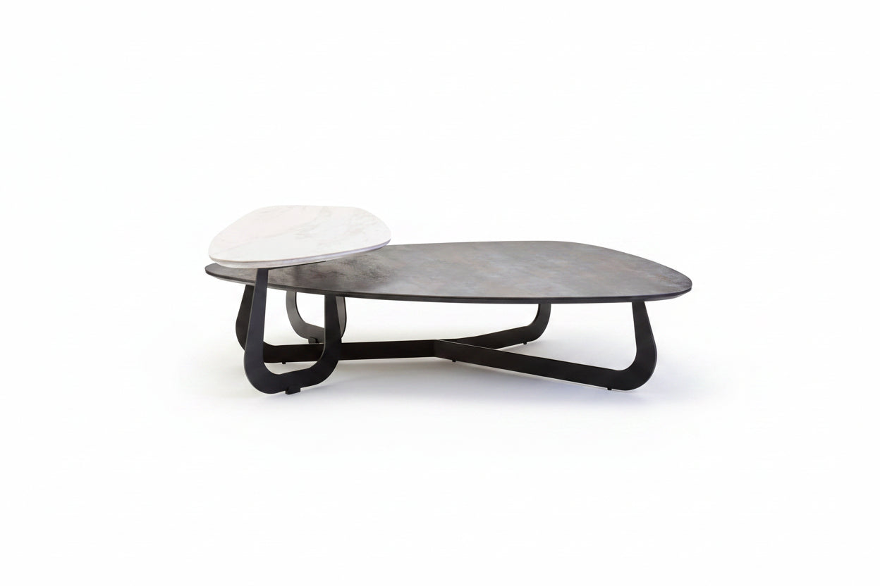 Imperia 2 Tier Large Asymmetrical Ceramic Coffee Table