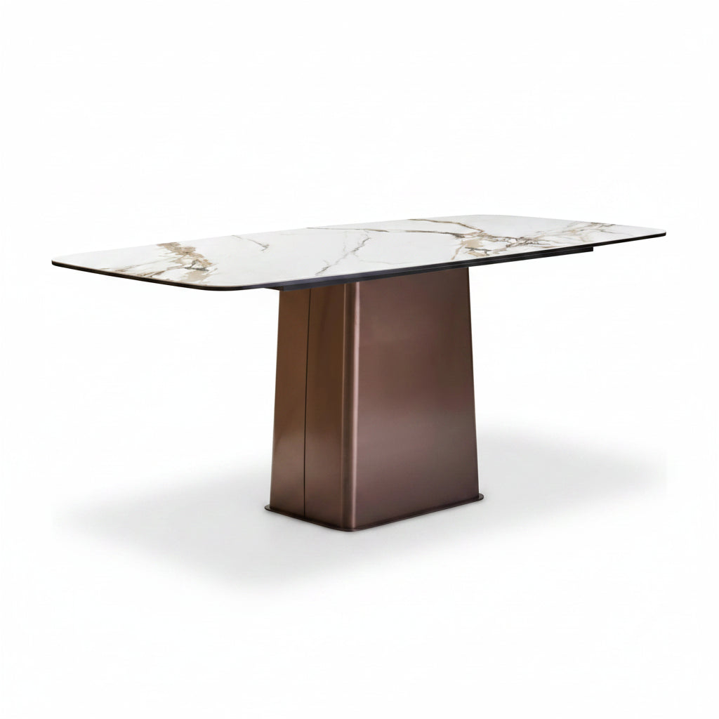 Imperia White Ceramic Marble Effect Rectangular Dining Table