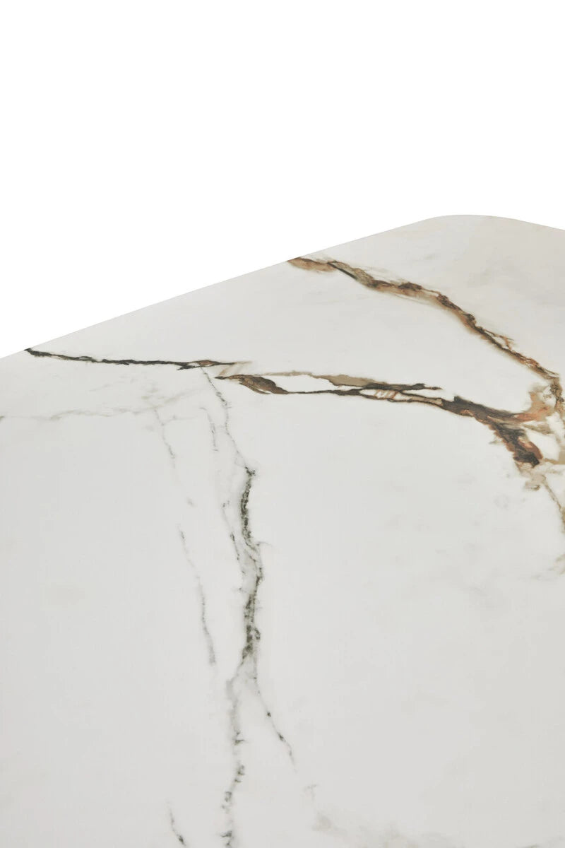 Imperia White Ceramic Marble Effect Rectangular Dining Table