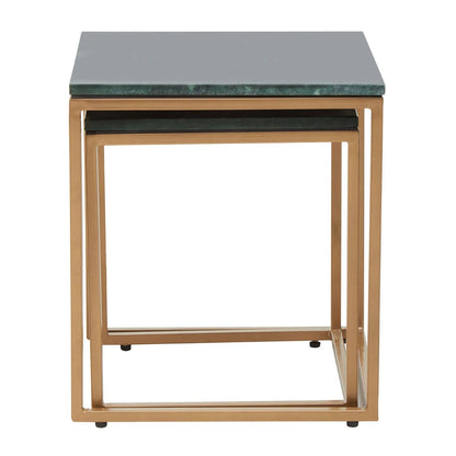 Varana Nest Of Two Green Marble Top Tables