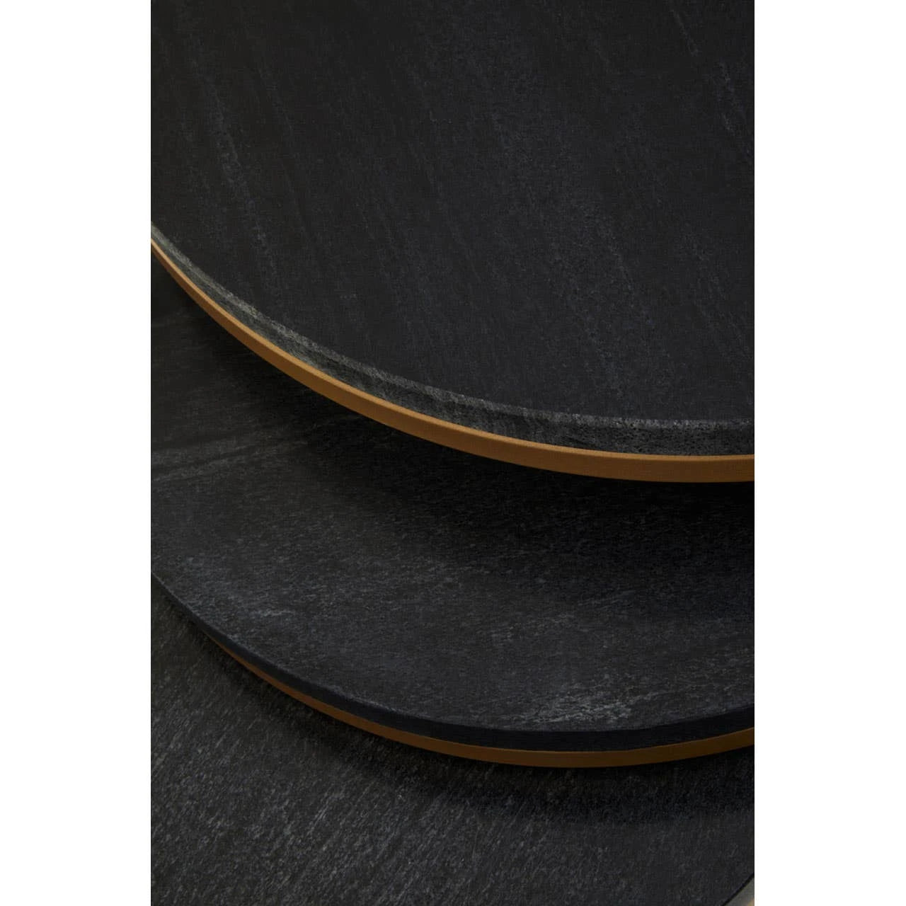 Varana Nest Of Three Black Marble Top Tables
