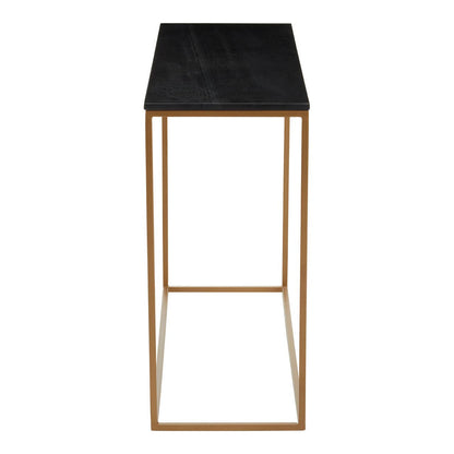 Varana Black Marble Top Console Table With Gold Iron Frame