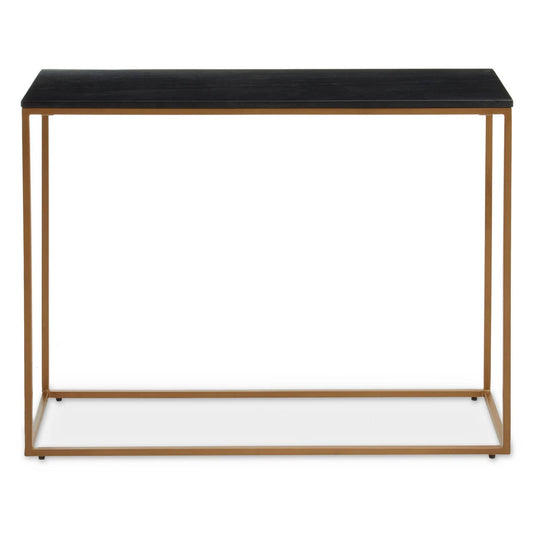 Varana Black Marble Top Console Table With Gold Iron Frame