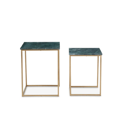 Mandoli Nest Of 2 Green Marble Side Tables