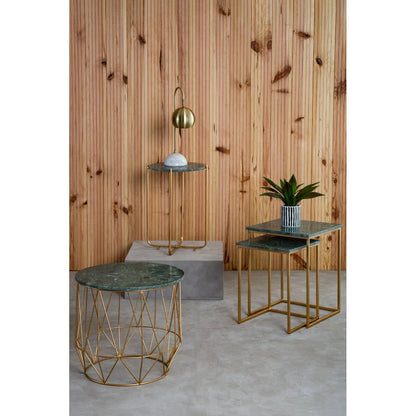 Mandoli Nest Of 2 Green Marble Side Tables