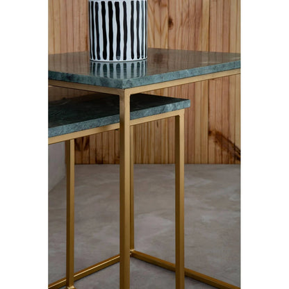 Mandoli Nest Of 2 Green Marble Side Tables