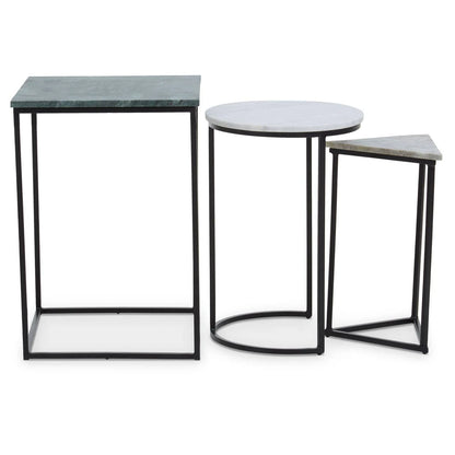 Mandoli Nest Of 3 White Marble Side Tables