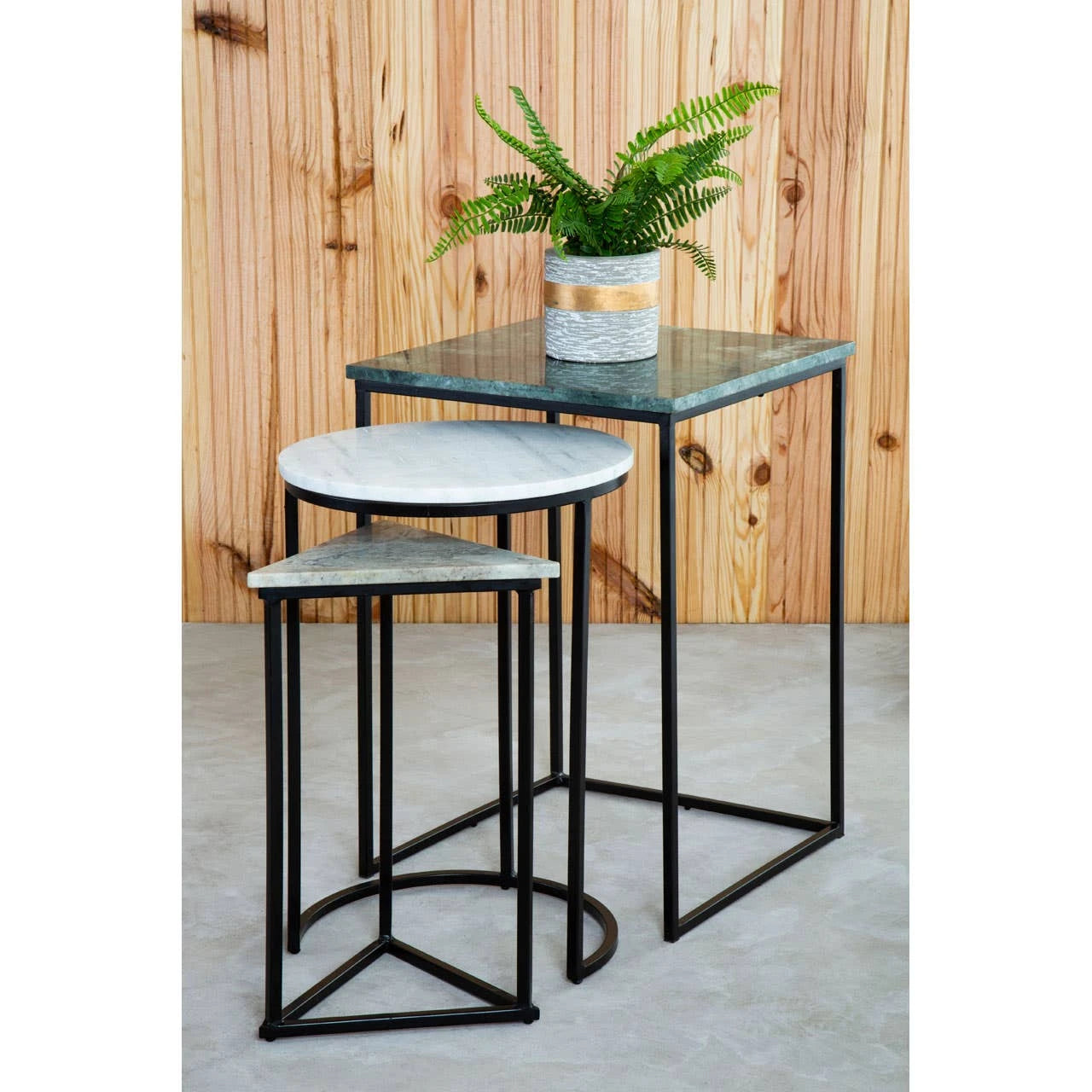 Mandoli Nest Of 3 Assorted Marble Tables