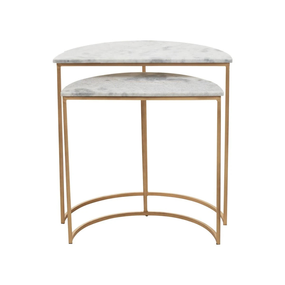Mandoli Nest Of 2 White Marble Top Semicircular Side Tables
