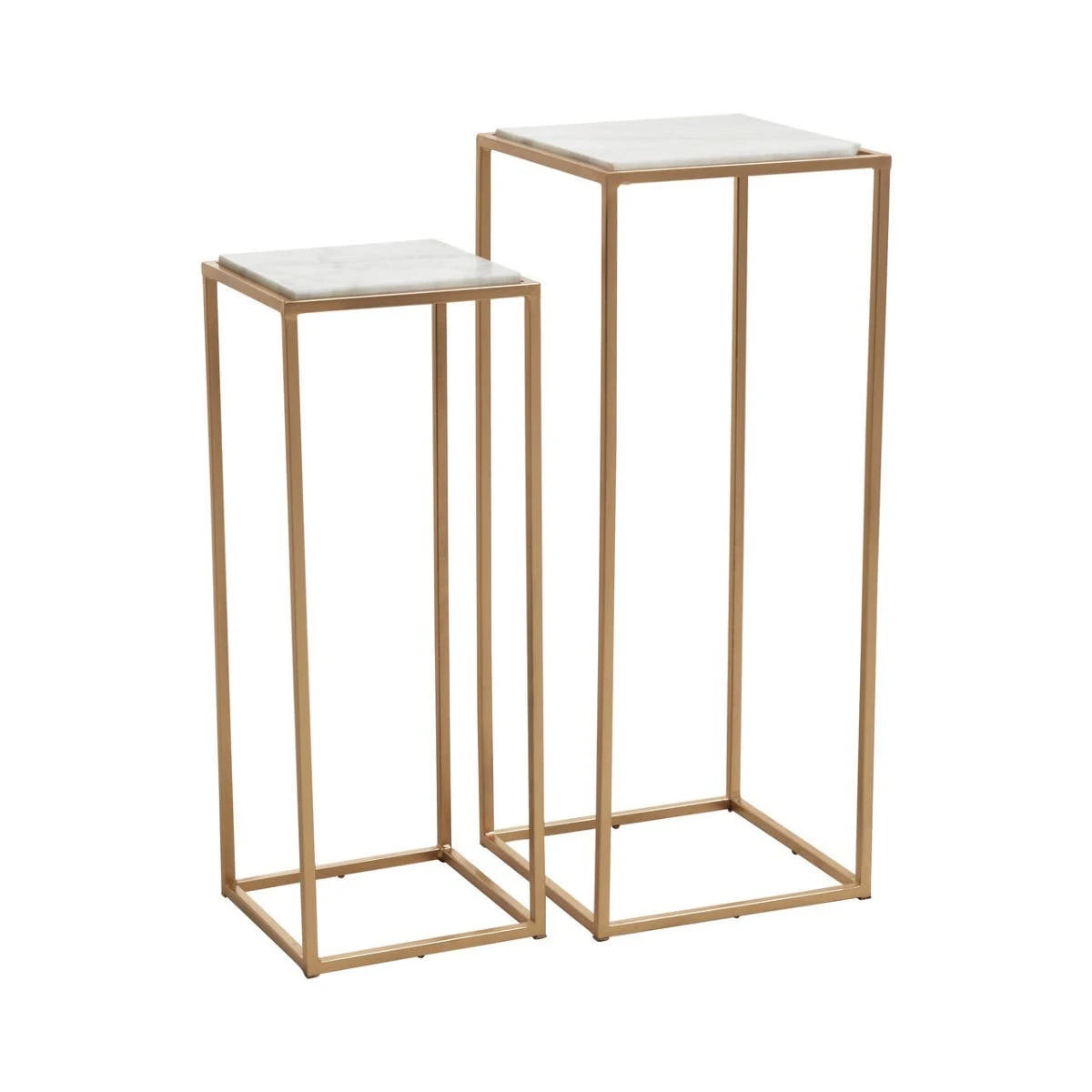 Mandoli Nest Of 2 White Marble Top Square Side Tables