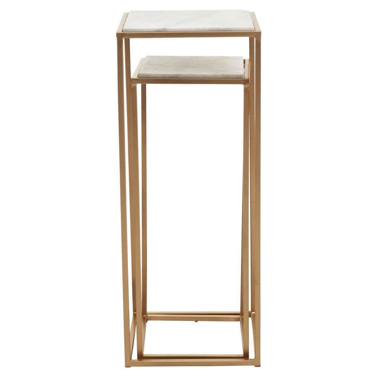 Mandoli Nest Of 2 White Marble Top Square Side Tables
