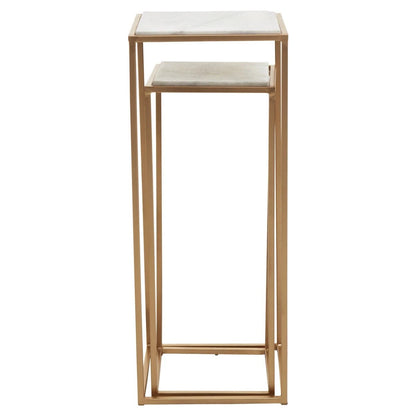Mandoli Nest Of 2 White Marble Top Square Side Tables