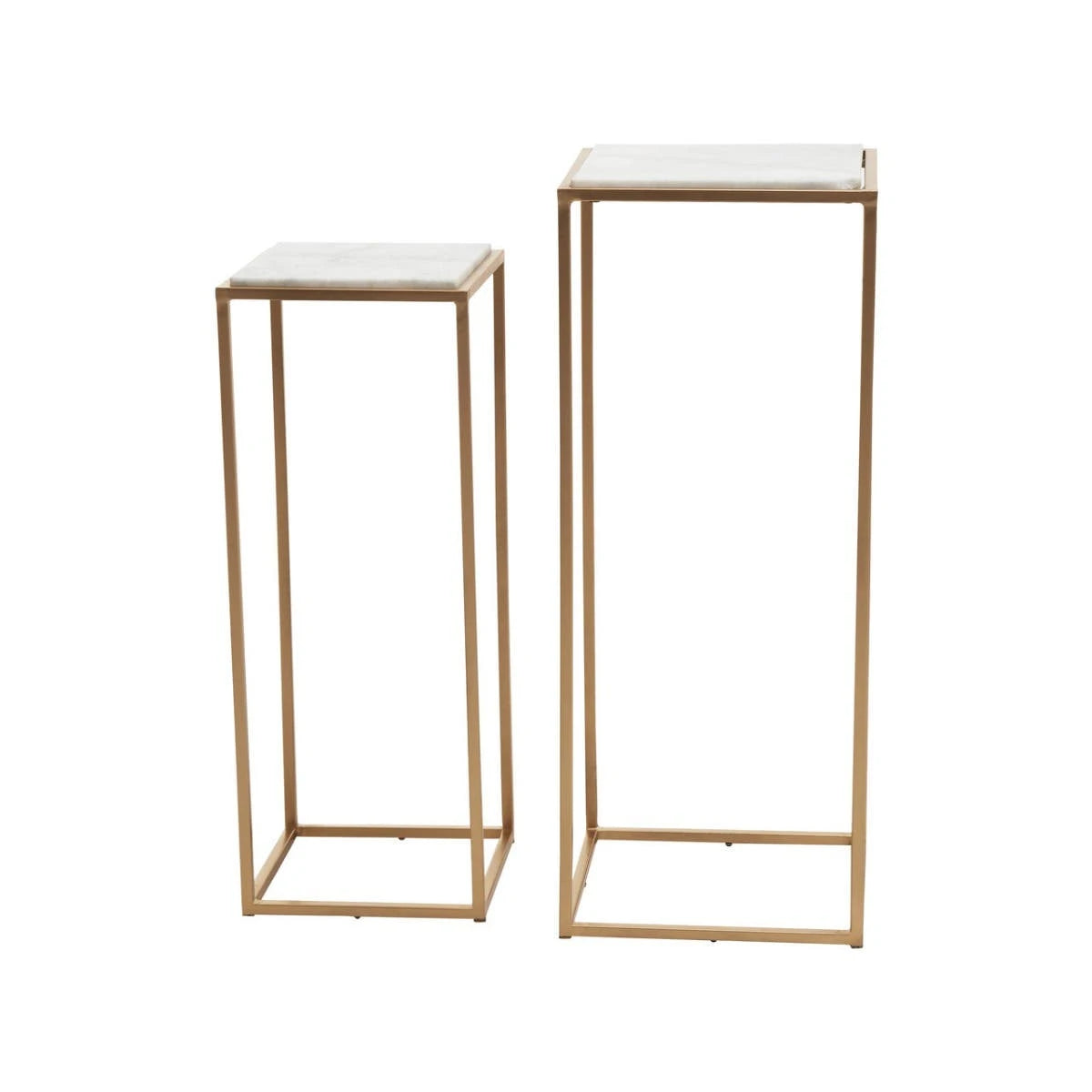 Mandoli Nest Of 2 White Marble Top Square Side Tables