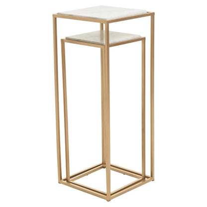 Mandoli Nest Of 2 White Marble Top Square Side Tables