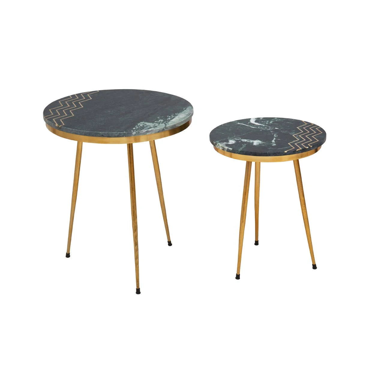 Nirav Green Marble Top Set of 2 Side Table