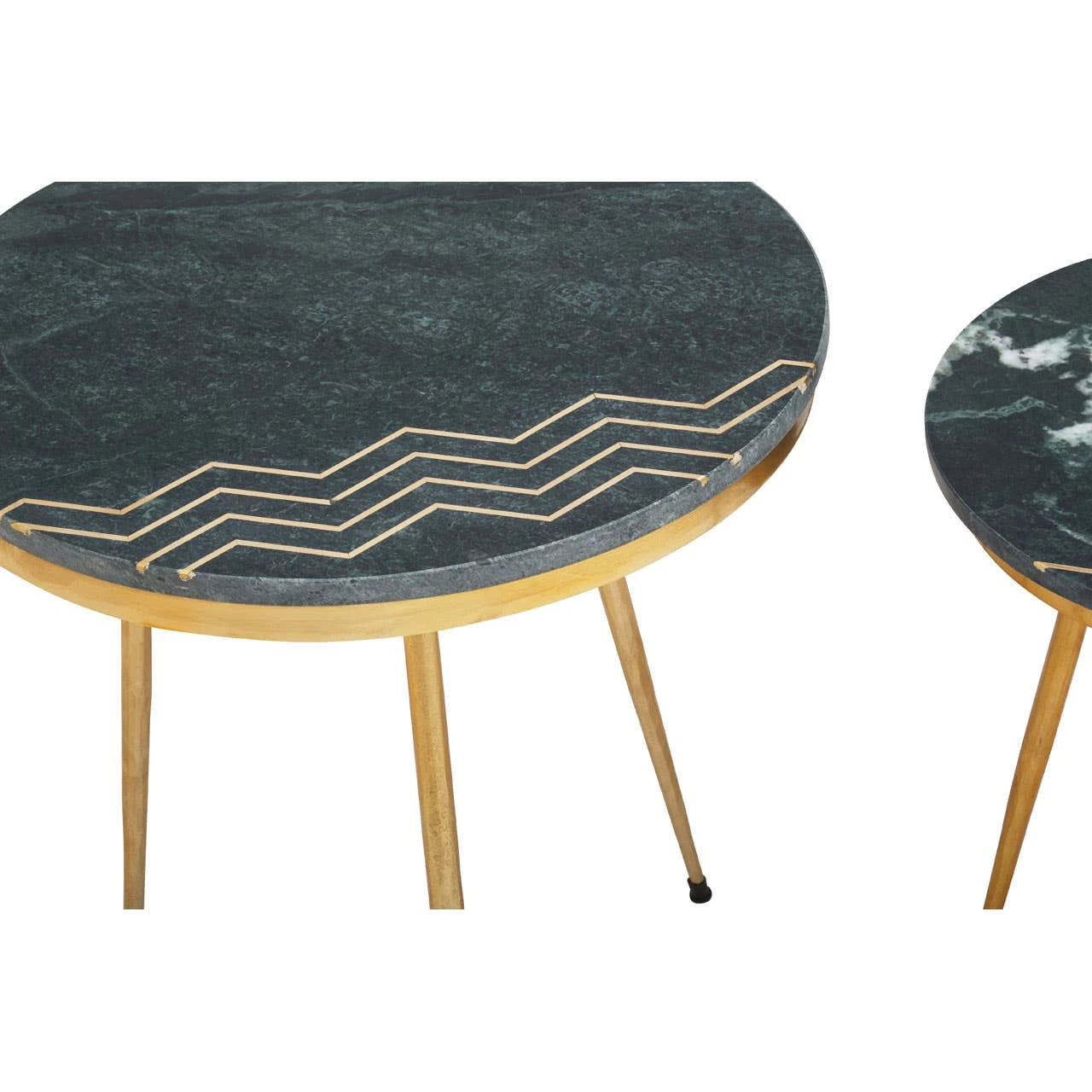 Nirav Green Marble Top Set of 2 Side Table