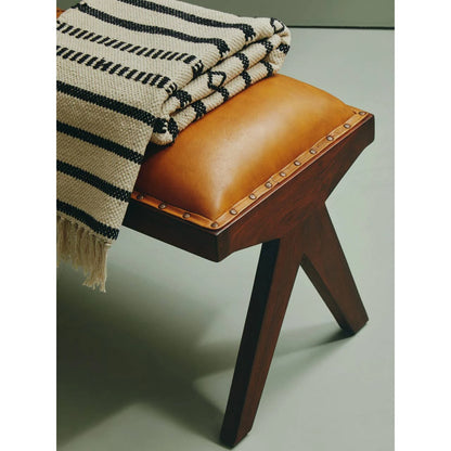 Inca Tan Leather Bench