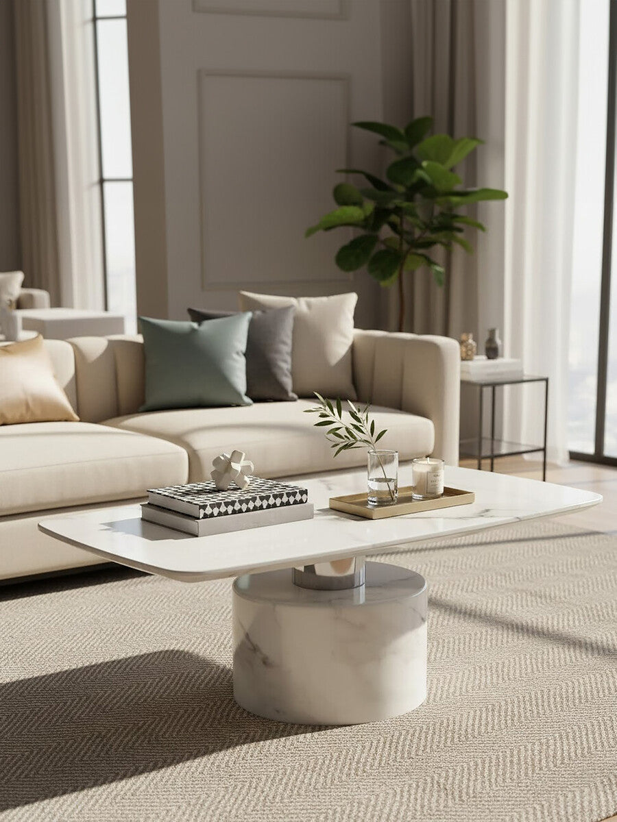 Sesto White Marble Coffee Table