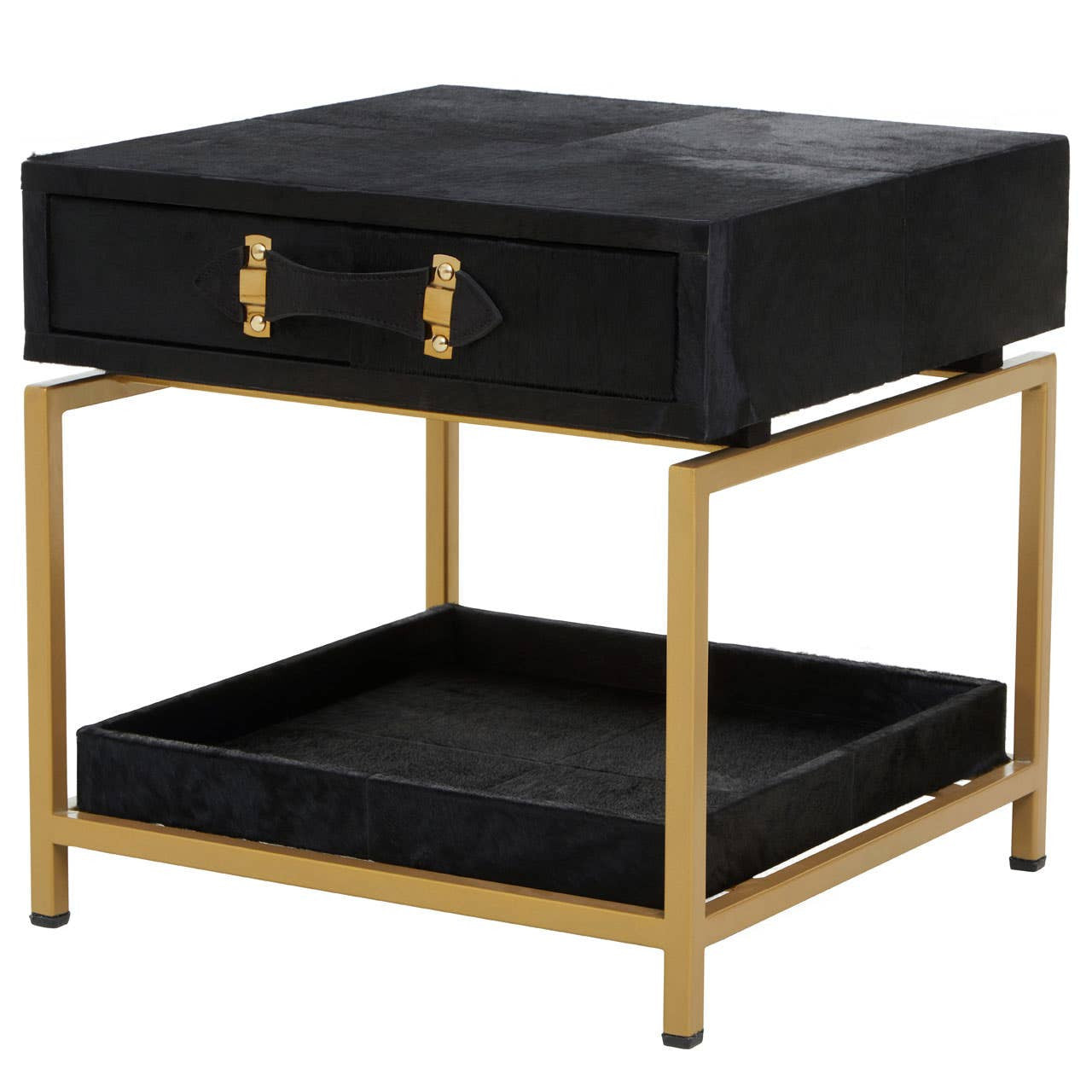 Kensington Townhouse Hair On Leather Bedside Table