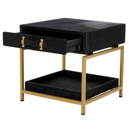 Kensington Townhouse Hair On Leather Bedside Table