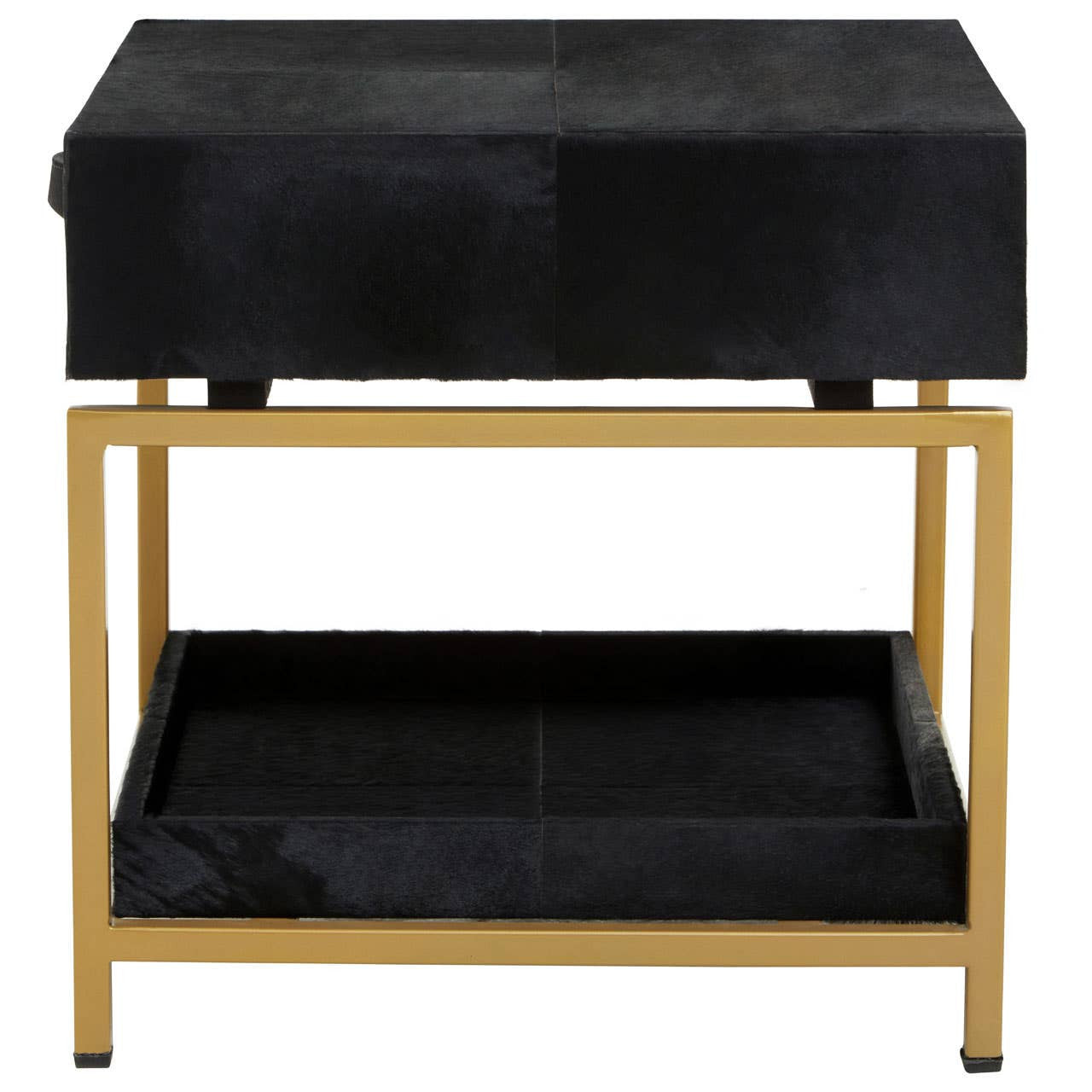 Kensington Townhouse Hair On Leather Bedside Table