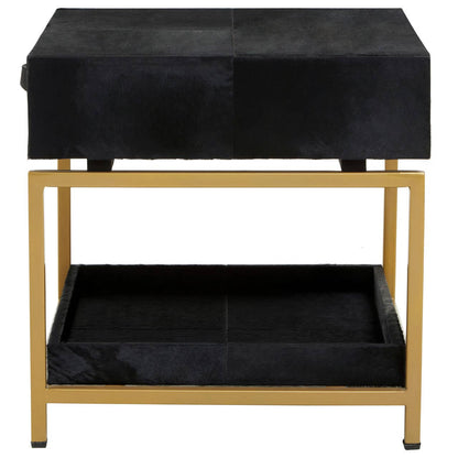 Kensington Townhouse Hair On Leather Bedside Table