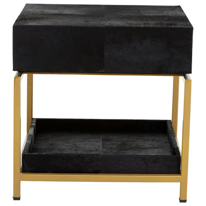 Kensington Townhouse Hair On Leather Bedside Table
