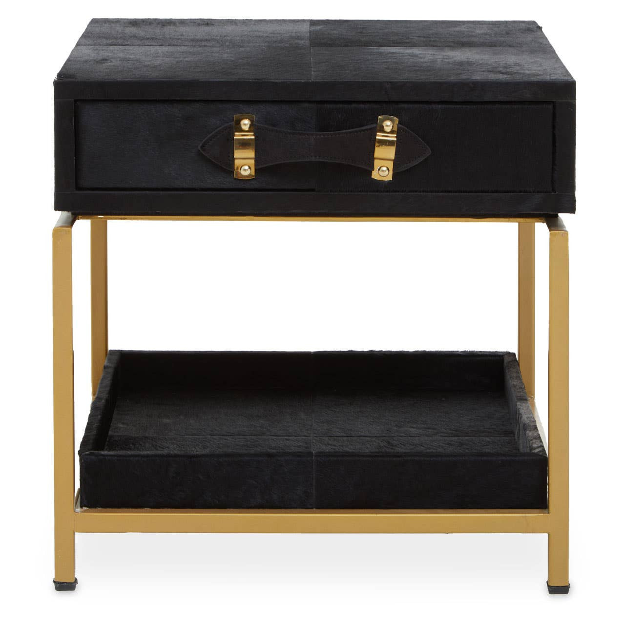 Kensington Townhouse Hair On Leather Bedside Table
