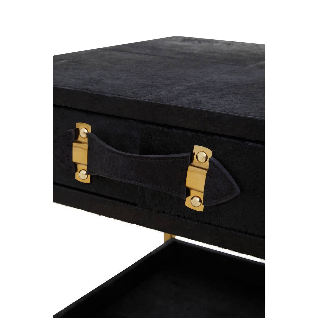 Kensington Townhouse Hair On Leather Bedside Table