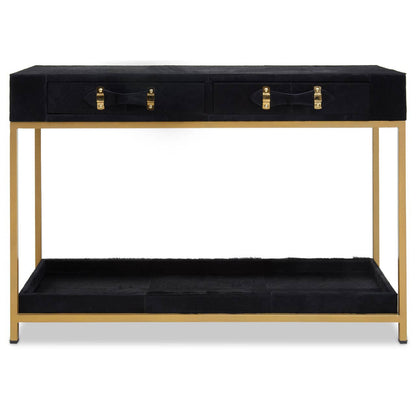 Kensington Townhouse Hair on Leather Two Drawer Console Table