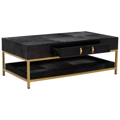 Kensington Townhouse Hair On Leather Black And Gold Coffee Table