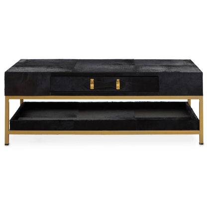 Kensington Townhouse Hair On Leather Black And Gold Coffee Table