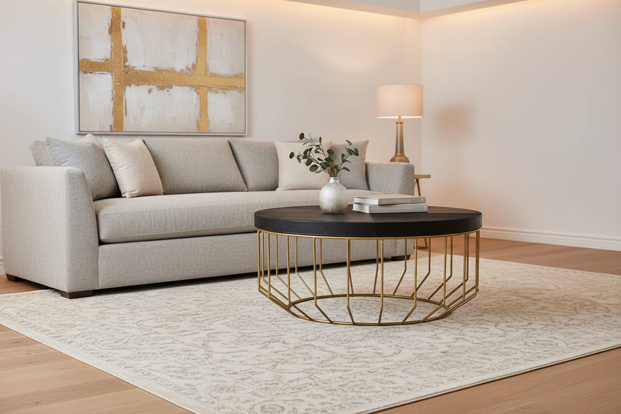 Kensington Townhouse Hair on Leather Round Coffee Table
