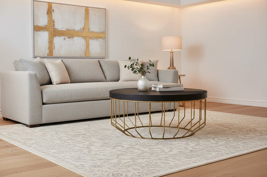 Kensington Townhouse Hair on Leather Round Coffee Table